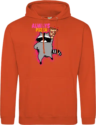 Waschbär mit Pizza  - Pizza, Waschbär, Tier, Naturliebhaber, Essen, Humor, lustig, süßer Käse, Pizzastück - Standard Hoodie
