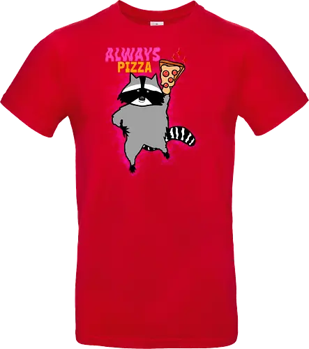 Waschbär mit Pizza  - Pizza, Waschbär, Tier, Naturliebhaber, Essen, Humor, lustig, süßer Käse, Pizzastück - Standard T-Shirt