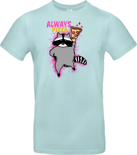 Waschbär mit Pizza  - Pizza, Waschbär, Tier, Naturliebhaber, Essen, Humor, lustig, süßer Käse, Pizzastück - Standard T-Shirt