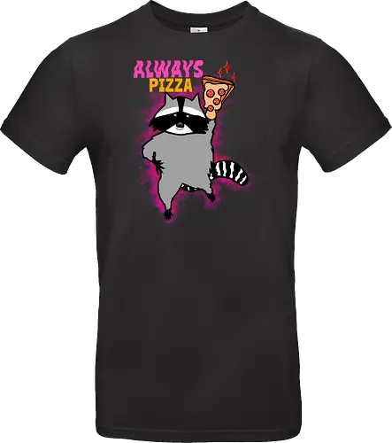 Waschbär mit Pizza  - Pizza, Waschbär, Tier, Naturliebhaber, Essen, Humor, lustig, süßer Käse, Pizzastück - Standard T-Shirt
