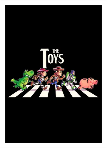 The Toys  - toy, jessie, rex, pig, buzz, woody, t-rex, dino, Tyrannosaurus Rex, abbey road, beatles, pixar - Artprint