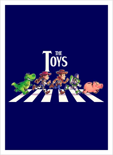 The Toys  - toy, jessie, rex, pig, buzz, woody, t-rex, dino, Tyrannosaurus Rex, abbey road, beatles, pixar - Artprint