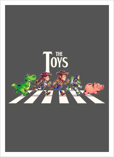 The Toys  - toy, jessie, rex, pig, buzz, woody, t-rex, dino, Tyrannosaurus Rex, abbey road, beatles, pixar - Artprint