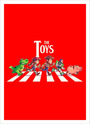 The Toys  - toy, jessie, rex, pig, buzz, woody, t-rex, dino, Tyrannosaurus Rex, abbey road, beatles, pixar - Artprint