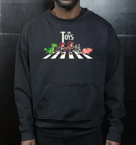 The Toys  - toy, jessie, rex, pig, buzz, woody, t-rex, dino, Tyrannosaurus Rex, abbey road, beatles, pixar - Cropped Sweatshirt