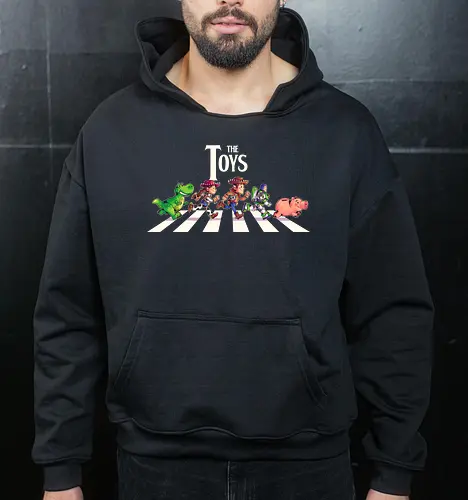 The Toys  - toy, jessie, rex, pig, buzz, woody, t-rex, dino, Tyrannosaurus Rex, abbey road, beatles, pixar - Cropped Hoodie