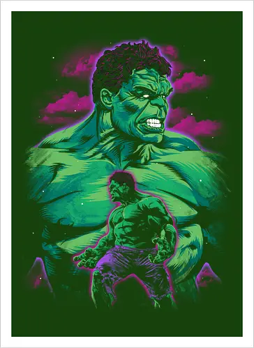 Green Gamma - Comic, Superheroes, Comic Books, Epic Battle, Versus, Battle, Superhero Battle, Geek Culture, Pop Culture, Green Goliath, Gamma, Smash, Comics - Artprint