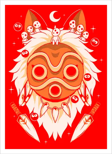 Guardian of the Magic Forest - anime, magic, movies, forest, spirit, mask, cute, fantasy, wolf, japanese, legend, nerd - Artprint