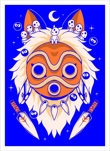 Guardian of the Magic Forest - anime, magic, movies, forest, spirit, mask, cute, fantasy, wolf, japanese, legend, nerd - Artprint
