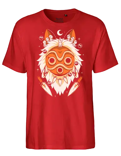 Guardian of the Magic Forest - anime, magic, movies, forest, spirit, mask, cute, fantasy, wolf, japanese, legend, nerd - Fairtrade T-Shirt