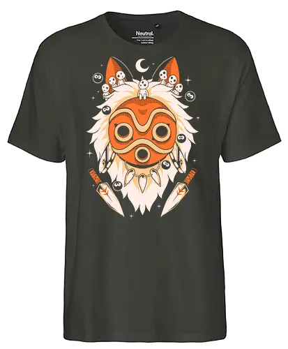 Guardian of the Magic Forest - anime, magic, movies, forest, spirit, mask, cute, fantasy, wolf, japanese, legend, nerd - Fairtrade T-Shirt