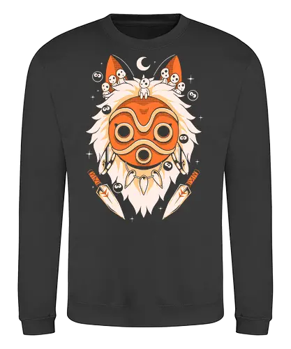 Guardian of the Magic Forest - anime, magic, movies, forest, spirit, mask, cute, fantasy, wolf, japanese, legend, nerd - Sweatshirt