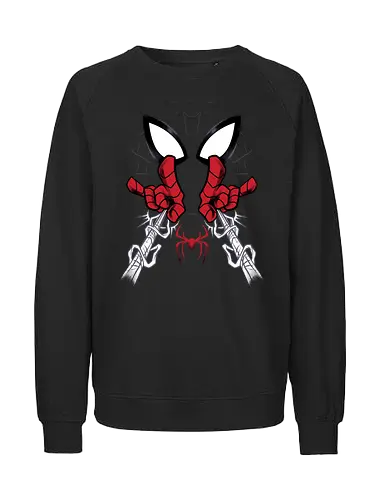 web shooter hero - Superhero, Symbiote, carnage, symbiote, webslinger, superhero, cool, cartoon, spider, sense - Fairtrade Sweatshirt