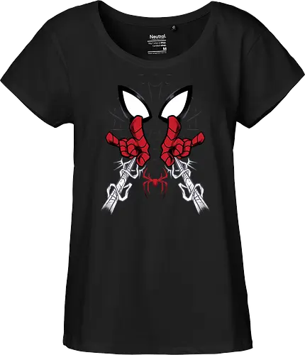 web shooter hero - Superhero, Symbiote, carnage, symbiote, webslinger, superhero, cool, cartoon, spider, sense - Fairtrade Girl Shirt