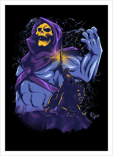 evil golden skull - evil, masterofuniverse, heman, skeletor, cool, sword master, dark magic, kingdom, 80s, vintage, retro - Artprint