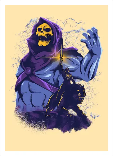evil golden skull - evil, masterofuniverse, heman, skeletor, cool, sword master, dark magic, kingdom, 80s, vintage, retro - Artprint