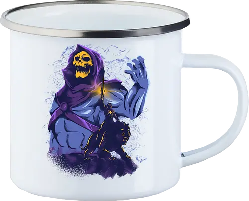 evil golden skull - evil, masterofuniverse, heman, skeletor, cool, sword master, dark magic, kingdom, 80s, vintage, retro - Enamel Mug