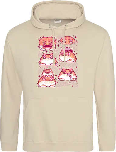 Cute Retrogaming Frog - pacman frog, ceratophrys cranwelli, cute, kawaii, love, pink, seamless, pattern, xmorfina, frogs, toad, funny, apricot, strawberry, albino - Standard Hoodie