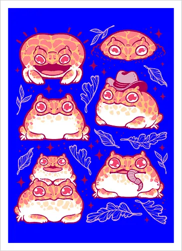 Cute Retrogaming Frog - pacman frog, ceratophrys cranwelli, cute, kawaii, love, pink, seamless, pattern, xmorfina, frogs, toad, funny, apricot, strawberry, albino - Artprint