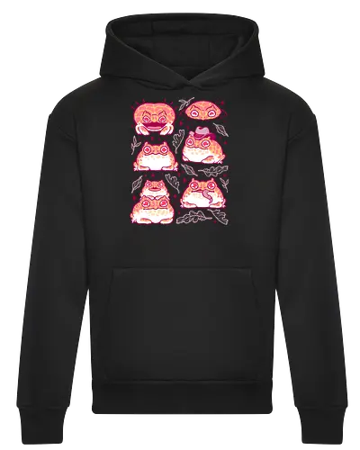 Cute Retrogaming Frog - pacman frog, ceratophrys cranwelli, cute, kawaii, love, pink, seamless, pattern, xmorfina, frogs, toad, funny, apricot, strawberry, albino - Heavyweight Hoodie