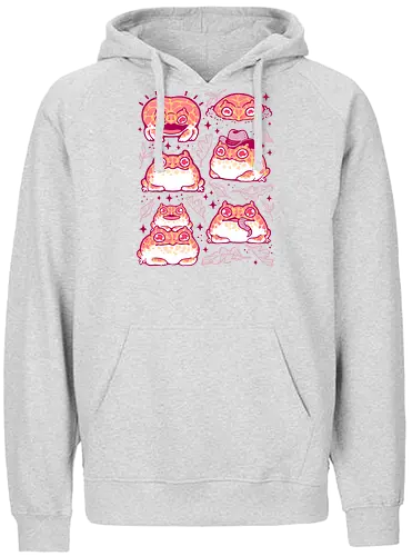 Cute Retrogaming Frog - pacman frog, ceratophrys cranwelli, cute, kawaii, love, pink, seamless, pattern, xmorfina, frogs, toad, funny, apricot, strawberry, albino - Fairtrade Hoodie
