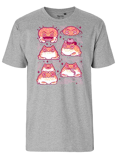 Cute Retrogaming Frog - pacman frog, ceratophrys cranwelli, cute, kawaii, love, pink, seamless, pattern, xmorfina, frogs, toad, funny, apricot, strawberry, albino - Fairtrade T-Shirt