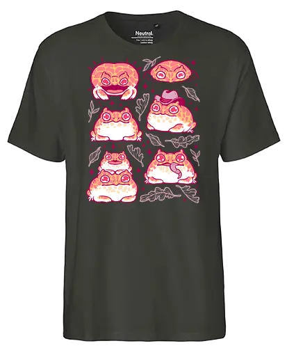 Cute Retrogaming Frog - pacman frog, ceratophrys cranwelli, cute, kawaii, love, pink, seamless, pattern, xmorfina, frogs, toad, funny, apricot, strawberry, albino - Fairtrade T-Shirt