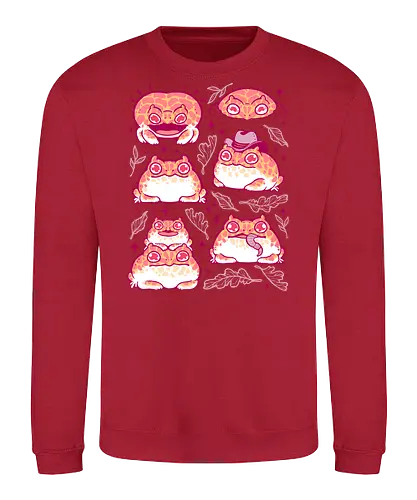 Cute Retrogaming Frog - pacman frog, ceratophrys cranwelli, cute, kawaii, love, pink, seamless, pattern, xmorfina, frogs, toad, funny, apricot, strawberry, albino - Sweatshirt