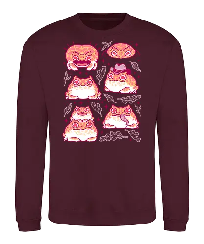 Cute Retrogaming Frog - pacman frog, ceratophrys cranwelli, cute, kawaii, love, pink, seamless, pattern, xmorfina, frogs, toad, funny, apricot, strawberry, albino - Sweatshirt