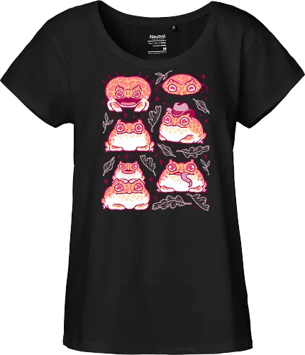 Cute Retrogaming Frog - pacman frog, ceratophrys cranwelli, cute, kawaii, love, pink, seamless, pattern, xmorfina, frogs, toad, funny, apricot, strawberry, albino - Fairtrade Girl Shirt
