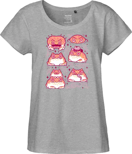 Cute Retrogaming Frog - pacman frog, ceratophrys cranwelli, cute, kawaii, love, pink, seamless, pattern, xmorfina, frogs, toad, funny, apricot, strawberry, albino - Fairtrade Girl Shirt