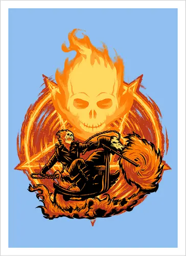 Ride Through The Fire - Ghost Rider, Comic, Fire - Artprint