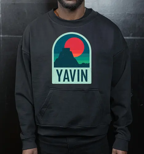 Yavin - Geometric and minimalist series - Space Opera, 80s, badge, film, galaxy, geometric, landscape, minimalist, outer space, retro, science fiction, space, movie, scifi, yavin - Cropped Sweatshirt