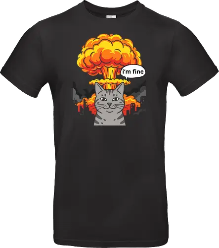 The "I'm Fine" Cat - funny cat shirt, this is fine meme apparel, im fine graphic tee, dark humor streetwear, sarcastic cat clothing, chaotic energy design, nuclear explosion shirt, relatable stress fashion, internet meme merch, apocalyptic graphic tee - Standard T-Shirt