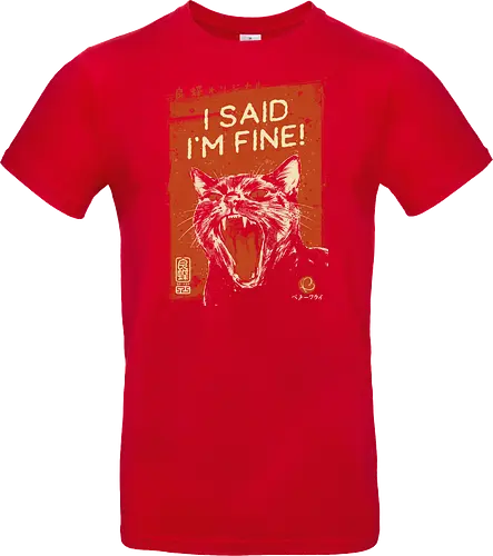 I Said I'm Fine - cat, funny, angry, black cat, vintage, retro, japanese, sarcastic, screaming, introvert, quote, im fine, humor, cute, mood - Standard T-Shirt