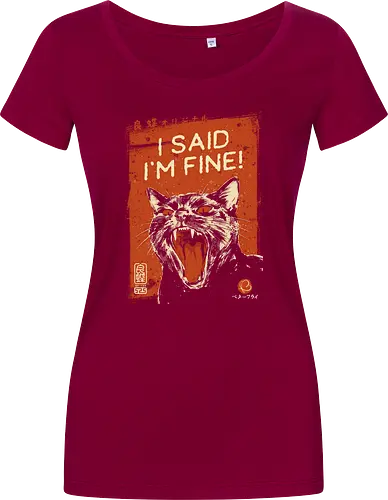 I Said I'm Fine - cat, funny, angry, black cat, vintage, retro, japanese, sarcastic, screaming, introvert, quote, im fine, humor, cute, mood - Women T-Shirt