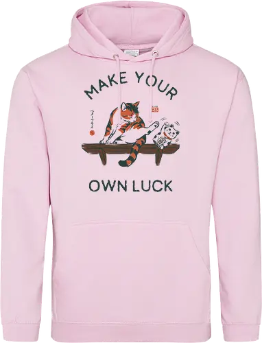 Make Your Own Luck - cat, lucky cat, maneki neko, funny, vintage, retro, japanese, fortune, luck, quote, motivation, cute, humor, calico, mood - Standard Hoodie