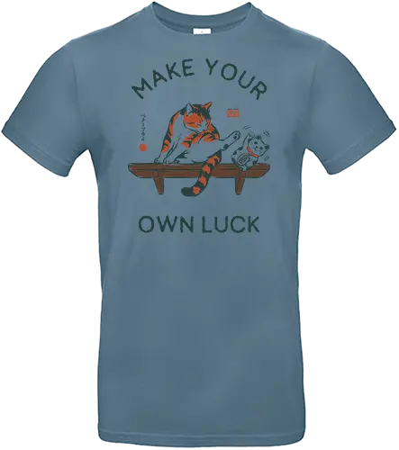 Make Your Own Luck - cat, lucky cat, maneki neko, funny, vintage, retro, japanese, fortune, luck, quote, motivation, cute, humor, calico, mood - Standard T-Shirt