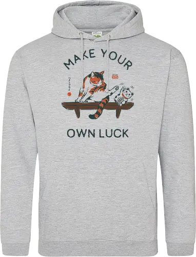 Make Your Own Luck - cat, lucky cat, maneki neko, funny, vintage, retro, japanese, fortune, luck, quote, motivation, cute, humor, calico, mood - Standard Hoodie