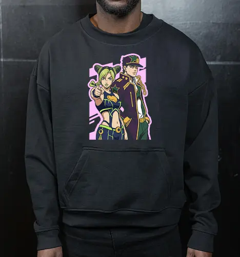Ocean Lineage: The Star Legacy - Jojo Bizarre Adventure shirt, Jolyne Cujoh graphic tee, Jotaro Kujo merch, Stone Ocean apparel, anime family streetwear, bizarre anime fashion, JJBA part 6 clothing, aesthetic otaku graphic, shonen manga fashion, anime pose shirt - Cropped Sweatshirt