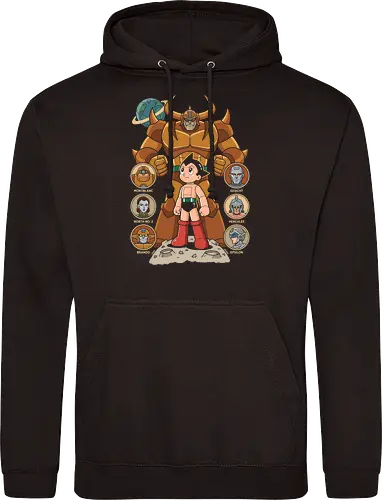 The Seven Great Robots: Pluto's Shadow - Pluto anime shirt, Astro Boy graphic tee, Osamu Tezuka merch, retro mecha streetwear, classic sci-fi manga apparel, seven great robots design, vintage anime poster tee, nostalgic otaku clothing, Japanese robot fashion, classic manga history shirt - Standard Hoodie