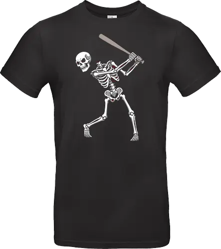 Batter Up: The Undead Hitter - skeleton baseball shirt, negative space graphic tee, minimalist skull apparel, edgy sports streetwear, dead batter design, alternative gothic clothing, dark aesthetic baseball tee, fragmented skeleton art, spooky sports merch, unique skull graphic - Standard T-Shirt