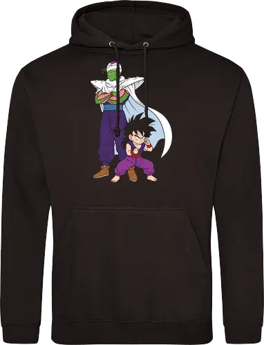Master and Student: The Namekian Bond - Piccolo and Gohan shirt, anime mentor graphic tee, minimalist DBZ apparel, shonen manga streetwear, Namekian warrior merch, retro 90s anime clothing, aesthetic otaku fashion, negative space anime art, nostalgic Japanese animation, anime training design - Standard Hoodie