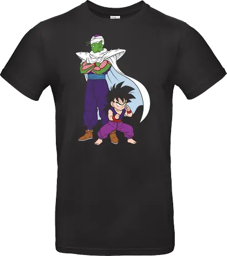 Master and Student: The Namekian Bond - Piccolo and Gohan shirt, anime mentor graphic tee, minimalist DBZ apparel, shonen manga streetwear, Namekian warrior merch, retro 90s anime clothing, aesthetic otaku fashion, negative space anime art, nostalgic Japanese animation, anime training design - Standard T-Shirt