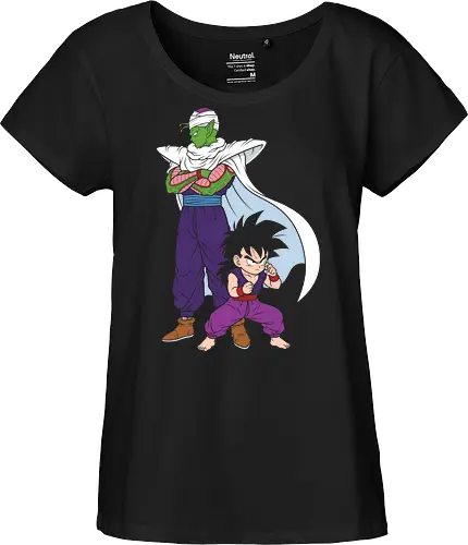 Master and Student: The Namekian Bond - Piccolo and Gohan shirt, anime mentor graphic tee, minimalist DBZ apparel, shonen manga streetwear, Namekian warrior merch, retro 90s anime clothing, aesthetic otaku fashion, negative space anime art, nostalgic Japanese animation, anime training design - Fairtrade Girl Shirt