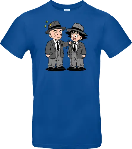 Turtle School Mafia: Dapper Duo - Kid Goku and Krillin shirt, retro Dragon Ball merch, anime best friends graphic tee, funny anime mafia apparel, nostalgic shonen streetwear, Turtle School duo clothing, vintage manga aesthetic, quirky otaku fashion, classic anime comedy shirt, oversized suit anime design - Standard T-Shirt