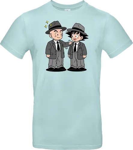 Turtle School Mafia: Dapper Duo - Kid Goku and Krillin shirt, retro Dragon Ball merch, anime best friends graphic tee, funny anime mafia apparel, nostalgic shonen streetwear, Turtle School duo clothing, vintage manga aesthetic, quirky otaku fashion, classic anime comedy shirt, oversized suit anime design - Standard T-Shirt