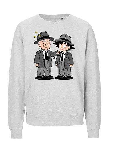 Turtle School Mafia: Dapper Duo - Kid Goku and Krillin shirt, retro Dragon Ball merch, anime best friends graphic tee, funny anime mafia apparel, nostalgic shonen streetwear, Turtle School duo clothing, vintage manga aesthetic, quirky otaku fashion, classic anime comedy shirt, oversized suit anime design - Fairtrade Sweatshirt