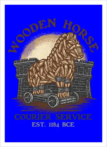 Wooden Horse Courier Service - Movie, film, myth, adventure, poem, action, fantasy, mythic, horse - Artprint
