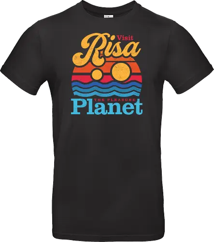 VISIT RISA - risa, pleasure planet, sci fi, space vacation, galaxy travel, geek, nostalgia, retro aesthetic, vacation vibes, sunset, beach, retro sunset, space tourism, classic sci fi, nerd, minimalist, sci fi lover - Standard T-Shirt
